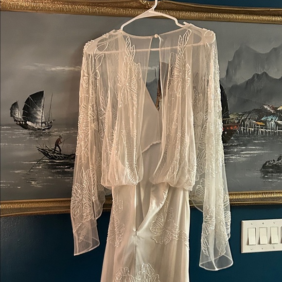 ASOS Beaded Wedding Dress | Kimono Sleeves | Boho Bridal Gown | size S-M (long) - Picture 6 of 16
